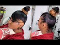 Messy Bun w/Swoop Curled Bangs | Elfin hair