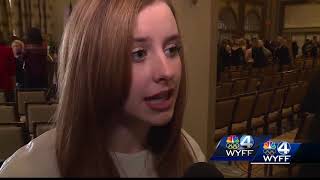 Ivanka Trump speaks with Sen. Tim Scott in downtown Greenville