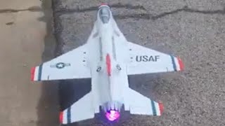 Eflite F16 Thunderbird 70mm EDF jet with KM RC Model Afterburner Looks awesome Thanks for watching