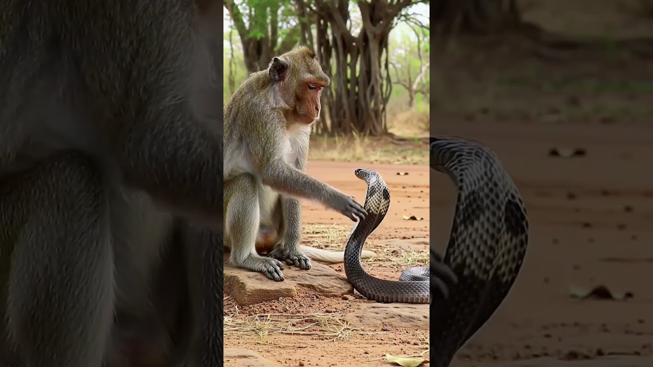 Monkey Calms a Cobra🐒🐍😅