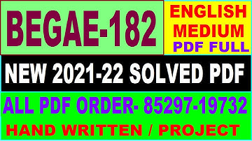begae-182 solved assignment 2021-22 / begae 182 solved assignment in English / ignou begae 182