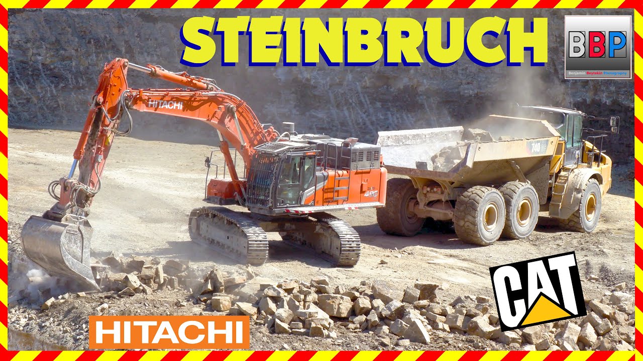 👷 HITACHI ZX490-7 & 2x CAT 740 GC - Steinbruch, 2025.