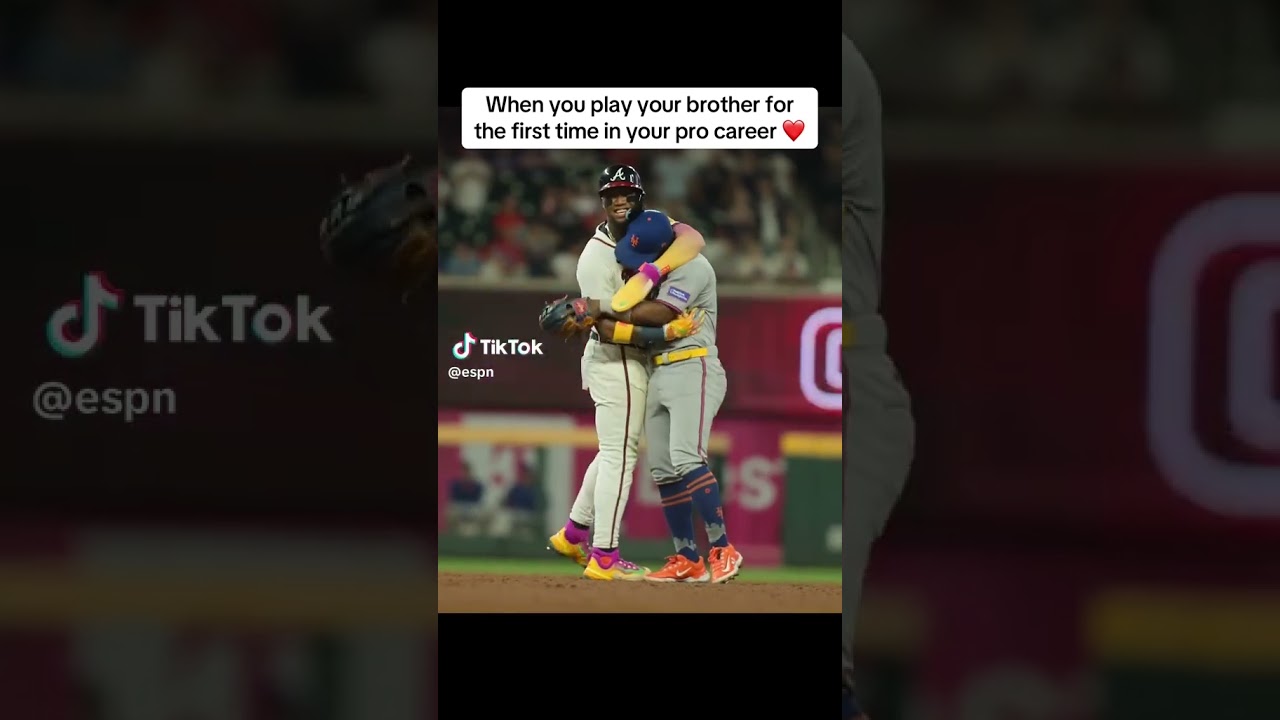 Ronald Acuna Jr. met his little brother Luisangel on base for the first time 🥹 (via @MLB/TT)