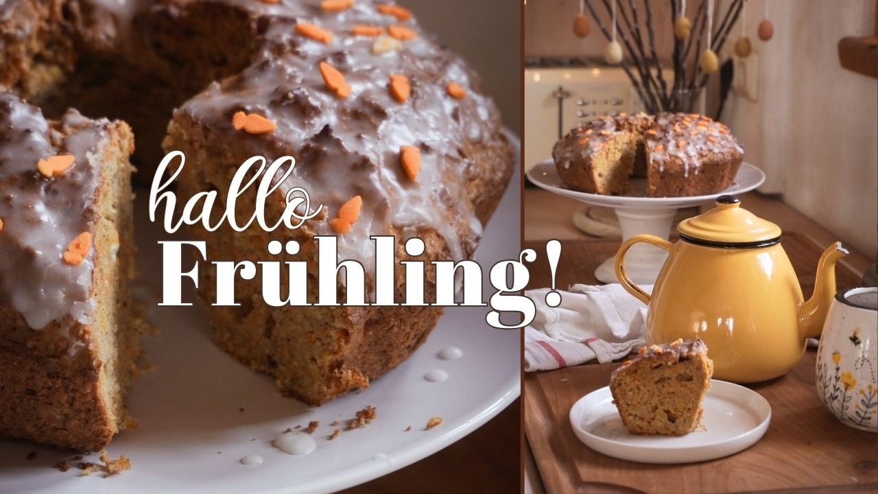 Hallo Frühling!🌷saftiger Vollkorn Karottenkuchen 🥕🍰 Dekorier mit mir ...
