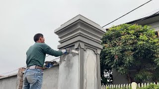 Amazing Techniques Construction Gate Columl Made Of Bricks, Sand & Cement You Must See