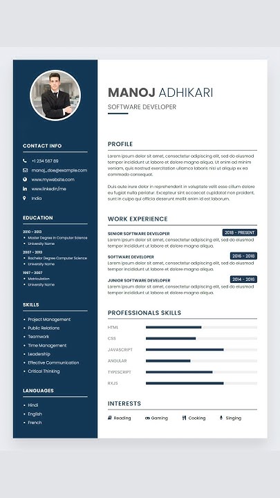 How to create a resume using Html CSS #coding #webdesign #css #resume # ...