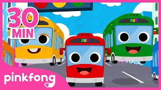 Cinco Onibusinhos Pulando na Estrada e mais | +Compilação | Pinkfong Canções para crianças