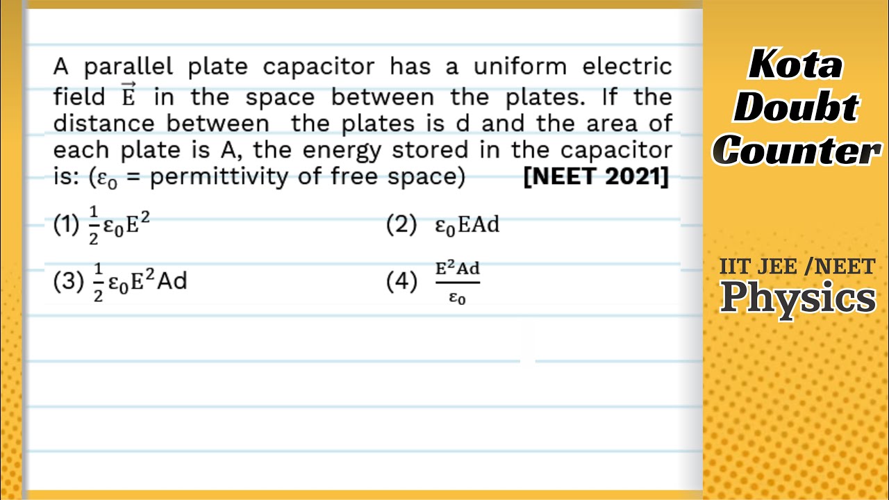 A parallel plate capacitor has a uniform electric field E in the space ...