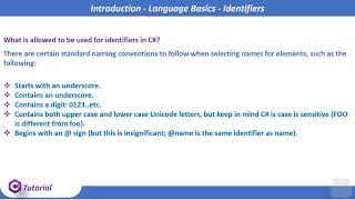 02- C Sharp - Tutorials - Identifiers Profile