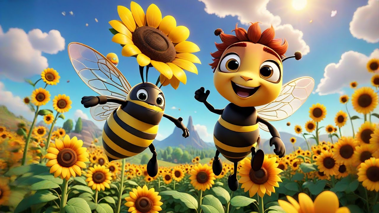 Four Buzzing Bees Dance in the Garden | Fun Animal & Movement Song for Kids | Nursery Rhymes