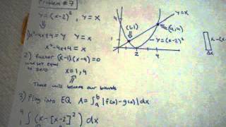 Famous UCI Math 2B Solution Stewart's Calculus  Section 6.1 (Area Between Curves) Problem#7 Net Worth