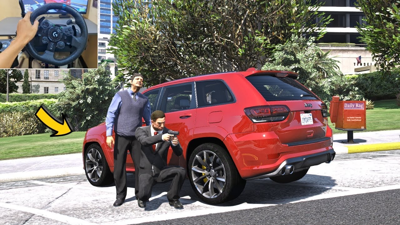 GTA 5 Working as Bodyguard Protect VIP in Jeep Grand Cherokee - Steering Wheel Gameplay