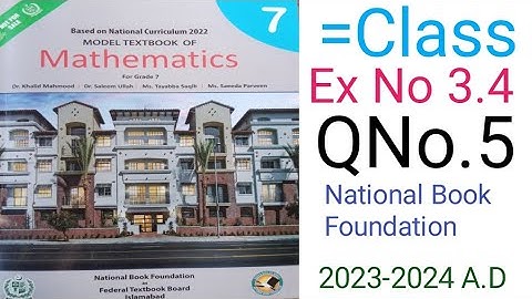 Mathematic Class 7 Exercise 3.4 Question No 5 National Book Foundational