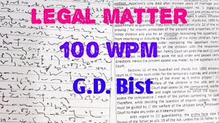 Legal matter || Exercise- 20 || 100 WPM || 400 words || Dictation || G.D Bist Magazine
