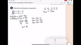 Y10(H) Day10 Revision - Simultaneous equations Pt3