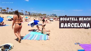 🇪🇸 Hot Day in Barcelona Beach - Spain ☀️🏖️ Amazing Bogatell Beach Walk - 4K