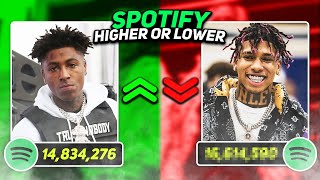 GUESS WHICH RAPPER HAS MORE SPOTIFY LISTENERS! | (HIGHER OR LOWER GAME)