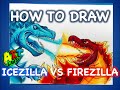 How to Draw ICEZILLA VS FIREZILLA