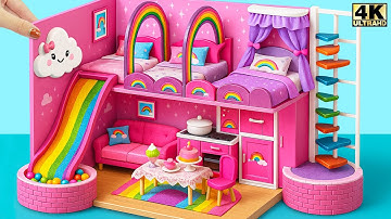DIY Pink Miniature Dollhouse – How to Make Cute Cardboard House ❤️ DIY Miniature House