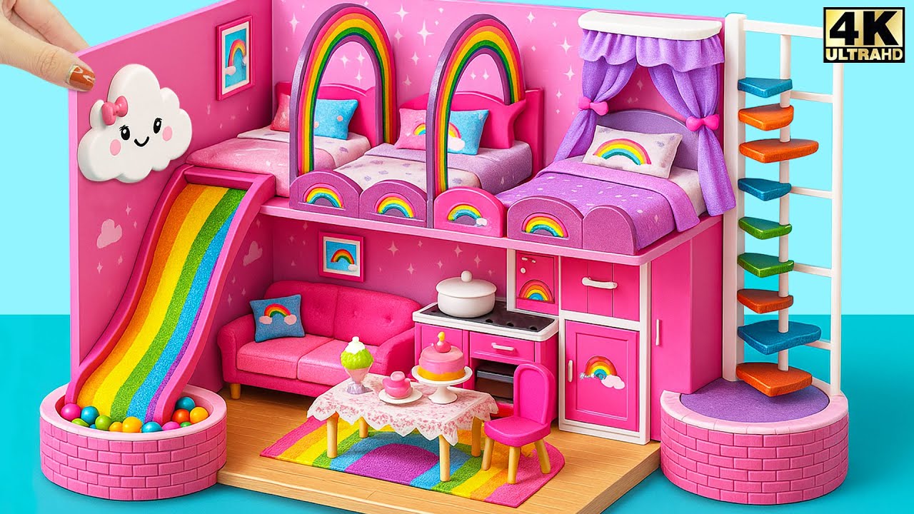 DIY Pink Miniature Dollhouse – How to Make Cute Cardboard House ❤️ DIY Miniature House