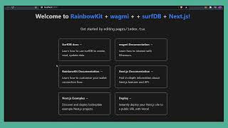 Create a next.js dapp using rainbow-kit and Surf DB Guide