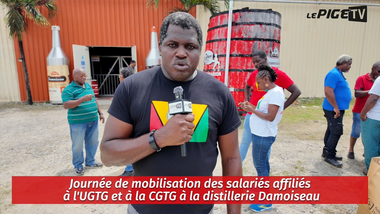 Journée de mobilisation des salariés affiliés à l'UGTG et à la CGTG à la distillerie Damoiseau