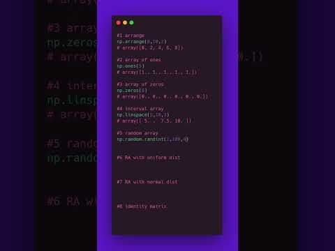 8 quick ways to create numpy arrays - YouTube