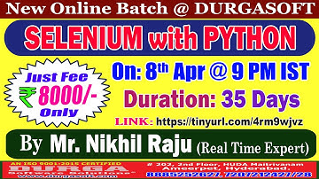 SELENIUM with PYTHON Online Training @ DURGASOFT