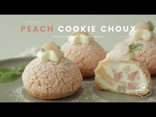 복숭아 쿠키슈 만들기 : Peach Cookie Choux(Cream puff) Recipe - Cooking tree 쿠킹트리*Cooking ASMR