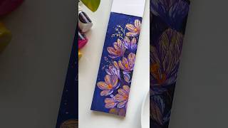 Flower Bookmark 💜 #gouachepainting #art #metallicpaint #bookmarkpainting #floraart ae00