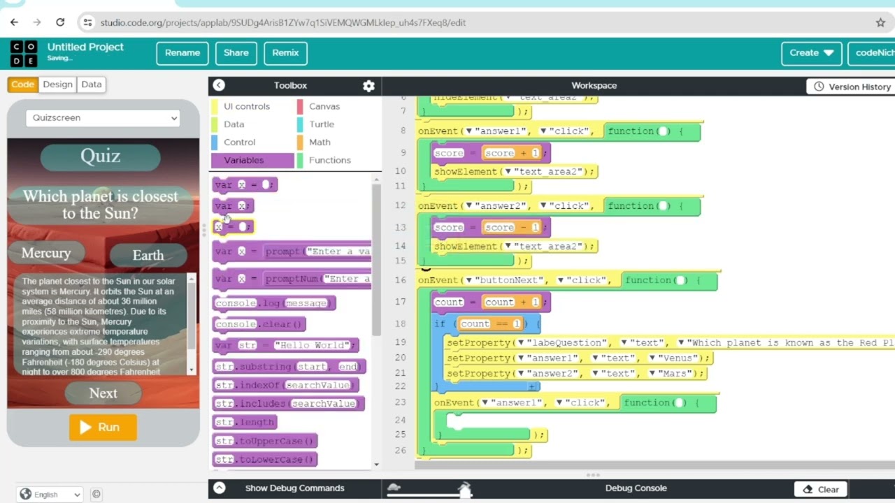 Quiz App | App Lab |Code.org