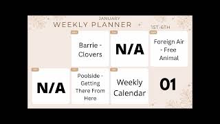 Weekly Calendar: January - Week 1