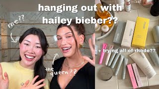 i got to hangout with hailey bieber??? 💛🤭 rhode skin vlog!!