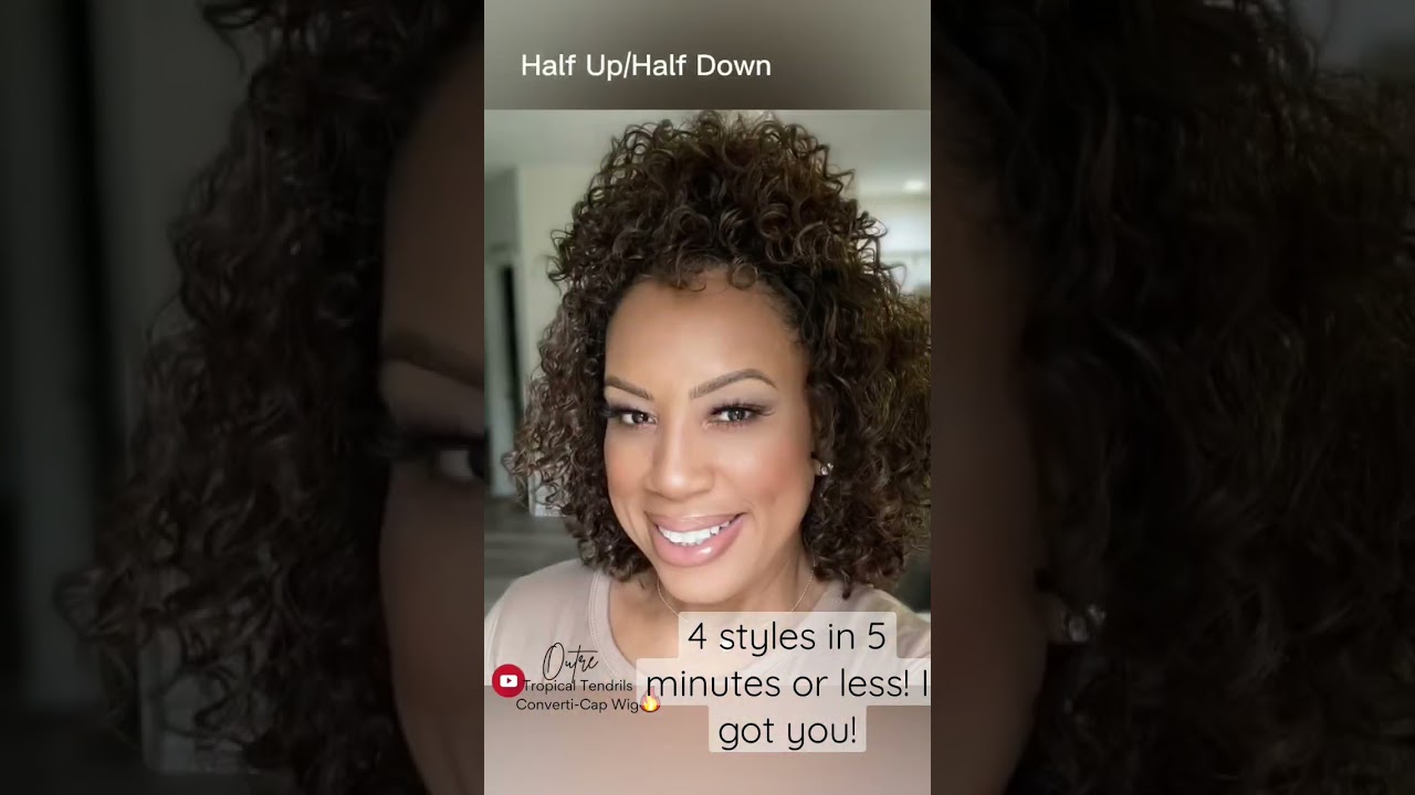 $20 Outre Tropical Tendrils Converti- Cap Half Wig - 4 Styles in 5 Minutes 