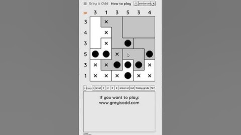 Grey is Odd - Today grids. Solution level 4 6X6 dated 03-31-2024