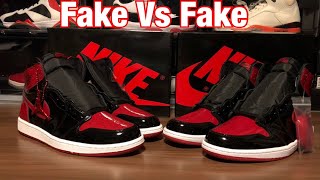 Comparing Two Fake versions of Air Jordan 1 High BRED Patent Leather ! Scary!