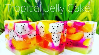 热带风情～水果燕菜果冻蛋糕  How to make Tropical Fruits Jelly Cake