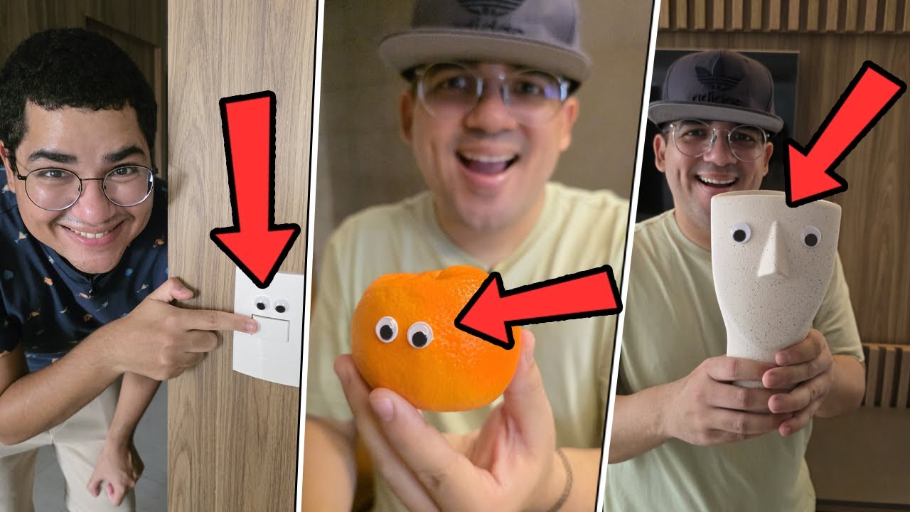 COLOCAMOS OLHOS MALUCOS EM TODOS OS OBJETOS DA CASA! (trollagem)