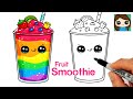 How to Draw a Rainbow Fruit Smoothie 🍓 Cute Drink Art