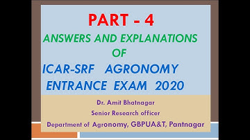 Answers and Explanations of ICAR SRF Agronomy Exam 2020 Part 4
