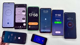 Google Pixel 6 + Samsung S24 Ultra + Galaxy S7 + Iphone 11 + Xiaomi Redmi + Realme 12 Pro Timer
