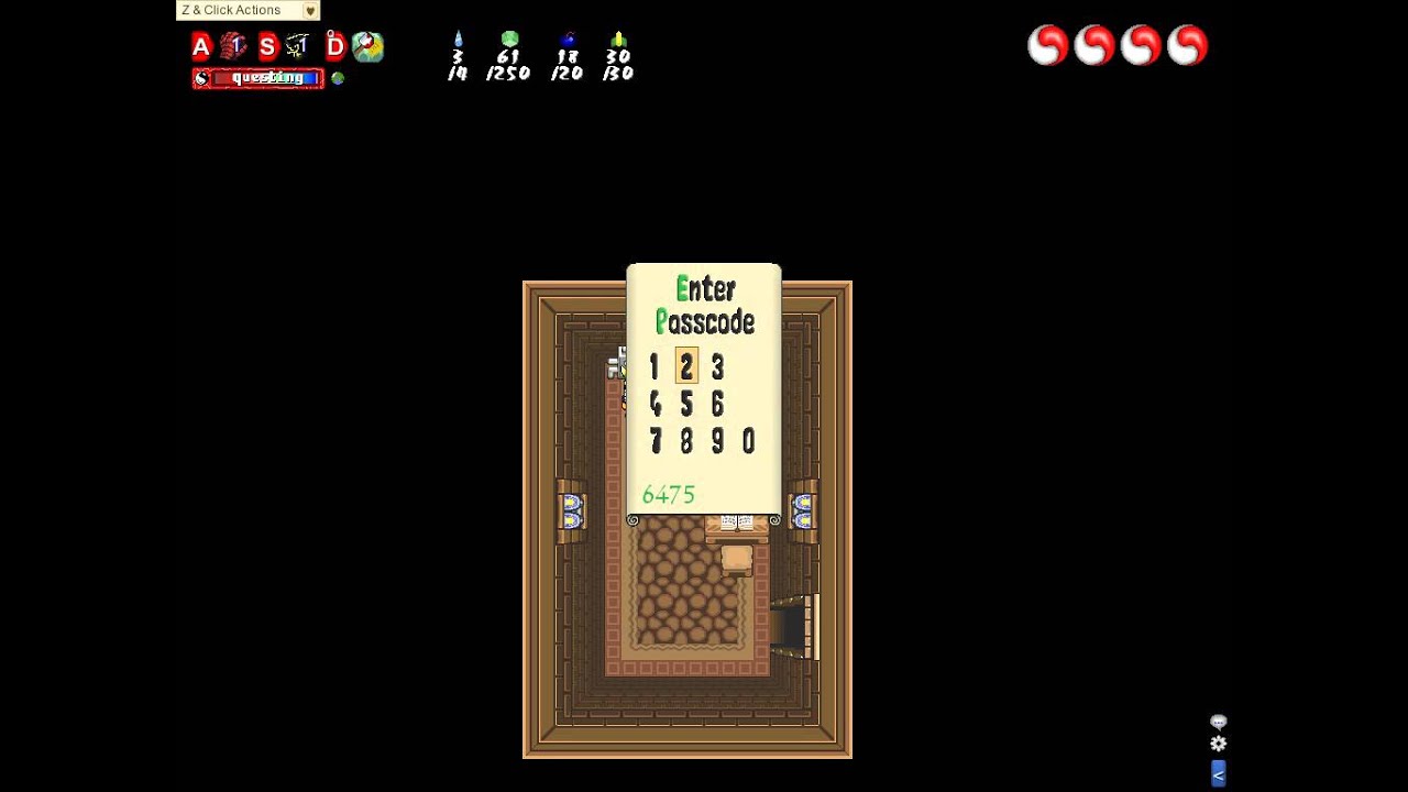 Graal the Adventure Passcode Entry