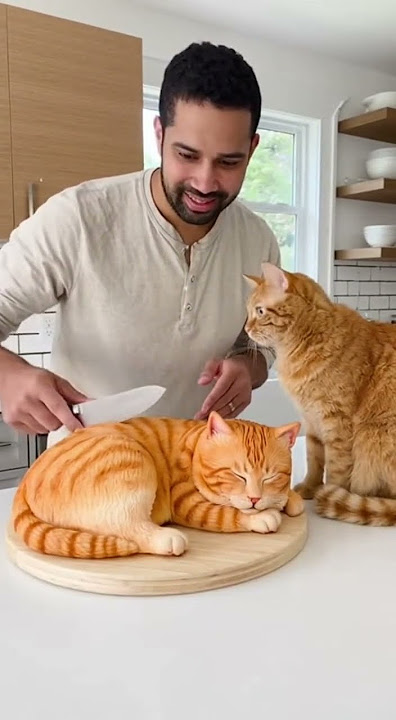 🤣He Cuts a Cat Cake — and the Real Cat Freaks Out!