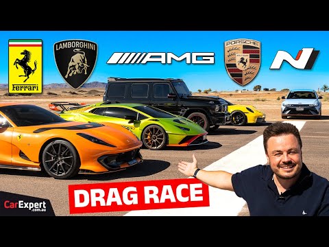 Drag race: Hyundai vs Lamborghini vs Ferrari vs Porsche vs Brabus Mercedes-AMG