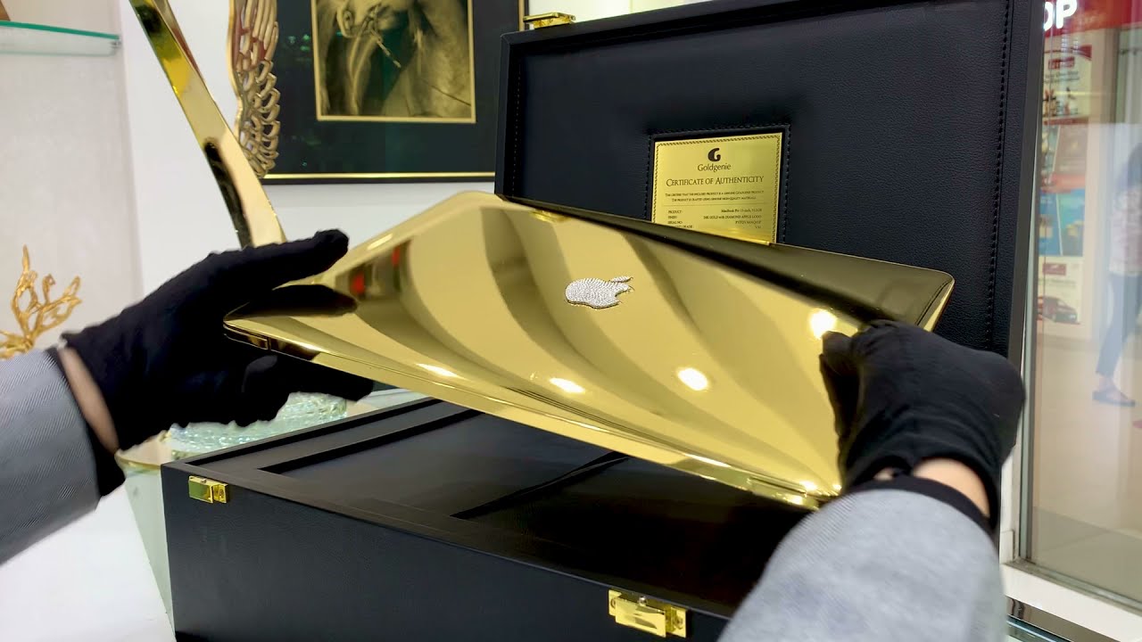 24k Gold MacBook Pro Collection | Diamond logo | Luxury Apple MacBook Range | Goldgenie | Video