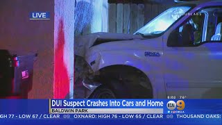 Suspected DUI Driver Accused Of Slamming Into Cars Before Plowing Into Baldwin Park Home