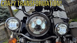 DIY LED Headlight Conversion On Harley Davidson Road King Profile