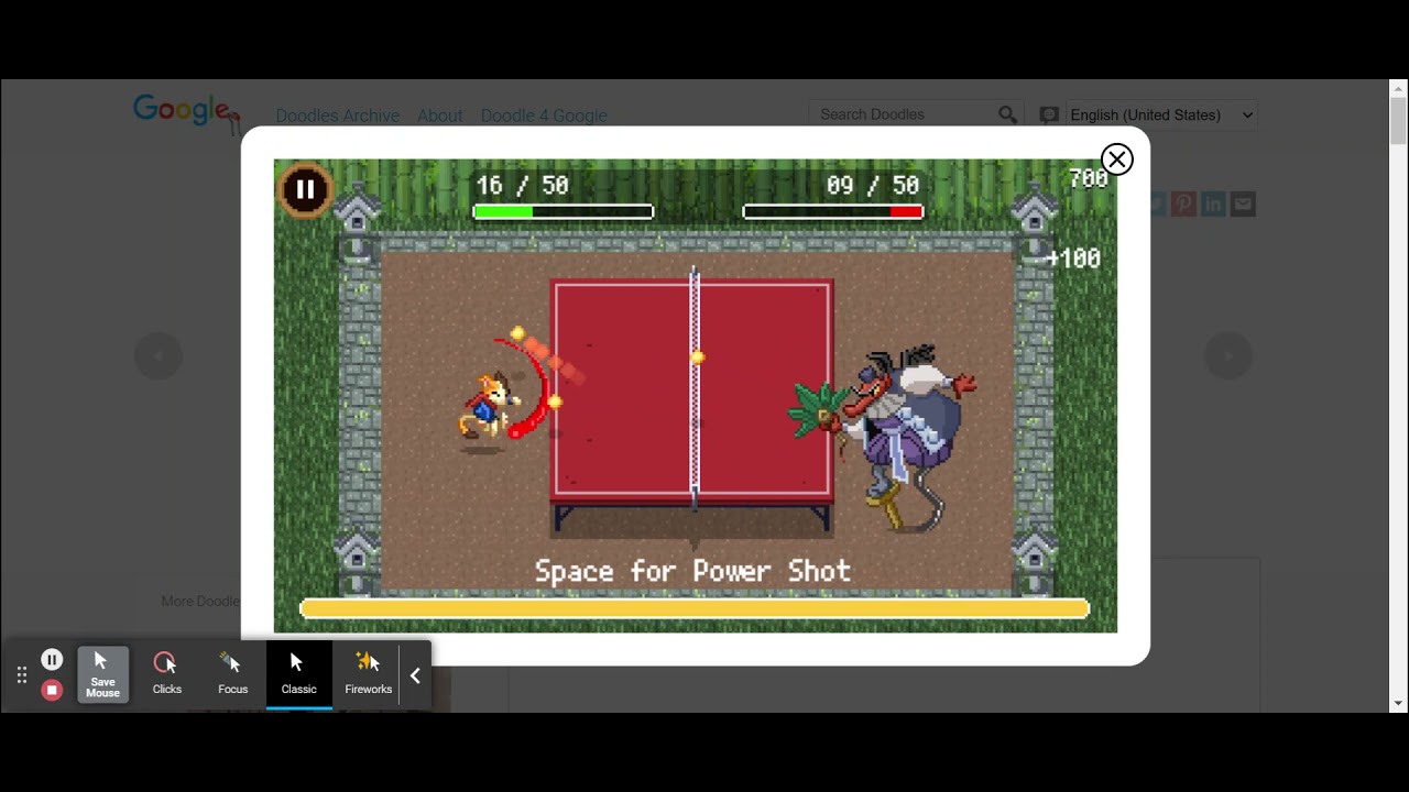 Secret Table Tennis Game Google Doodle Championships YouTube