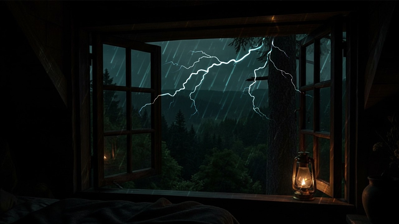 Midnight Rainstorm by the Window | No Ads | 5 Hours Gentle Thunder for Deep Sleep
