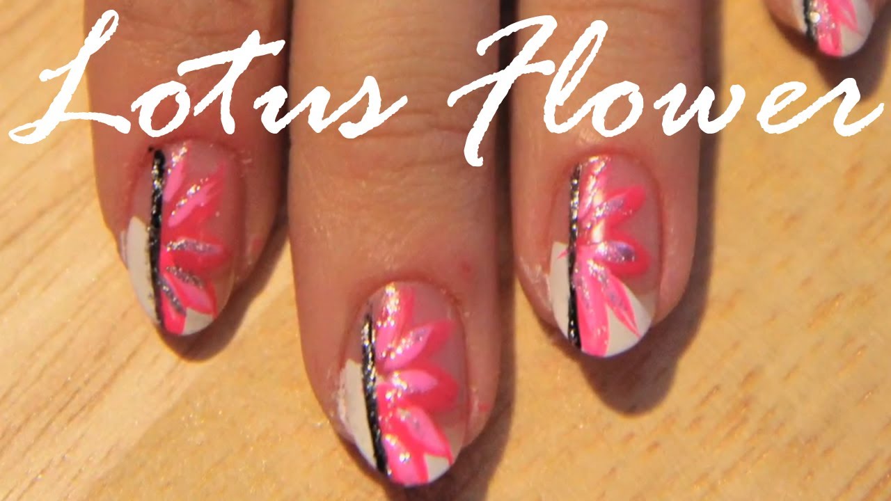 Stylish Pink Lotus Flower (Nail Polish Art Request) YouTube